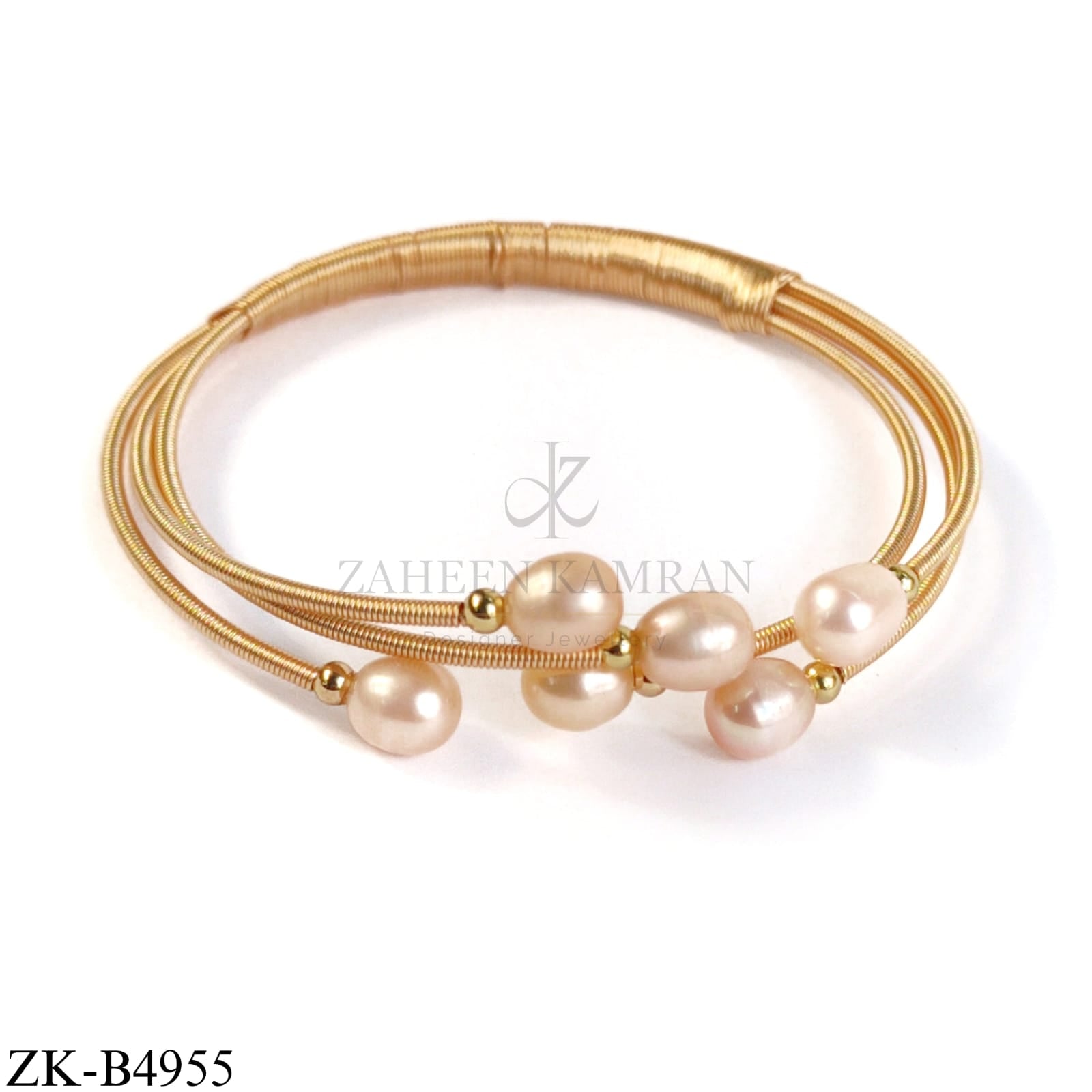 GOLDEN THREE WIRE CORE SOFT PINK BANGLE