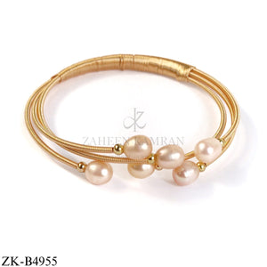 GOLDEN THREE WIRE CORE SOFT PINK BANGLE