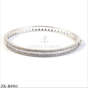 SILVER CUT STONES BANGLE