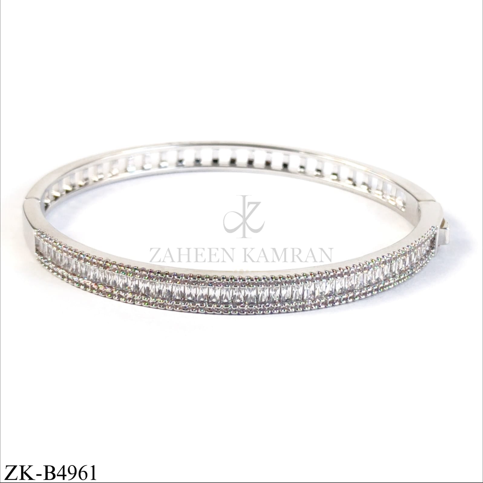 SILVER CUT STONES BANGLE
