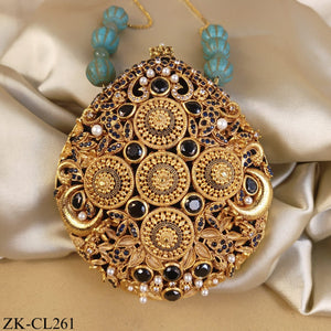 ANTIQUE SAPPHIRE FEROZA CLUTCH WITH ROUND SPHERES