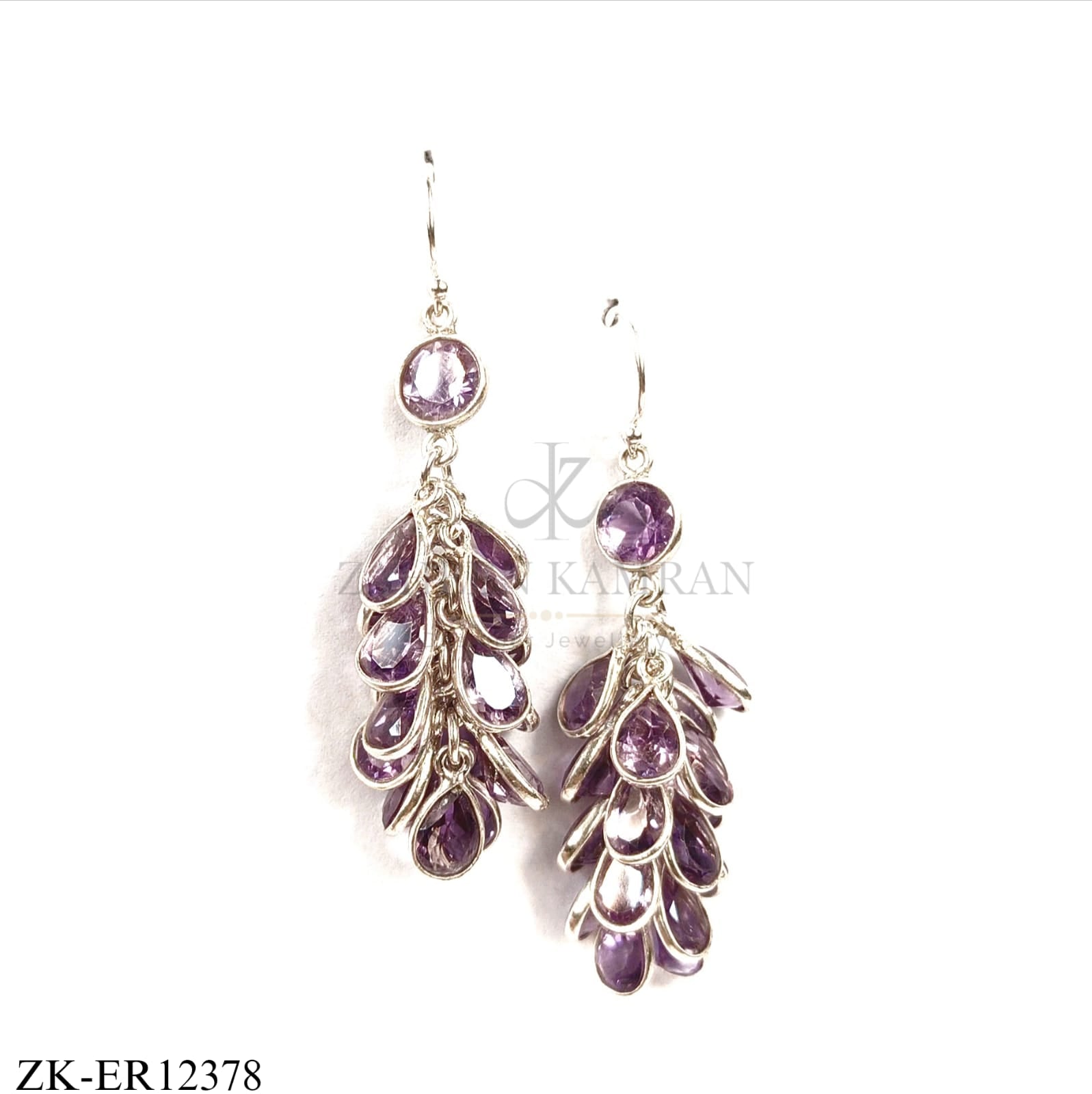 925 AMETHYST FEATHER EARRINGS
