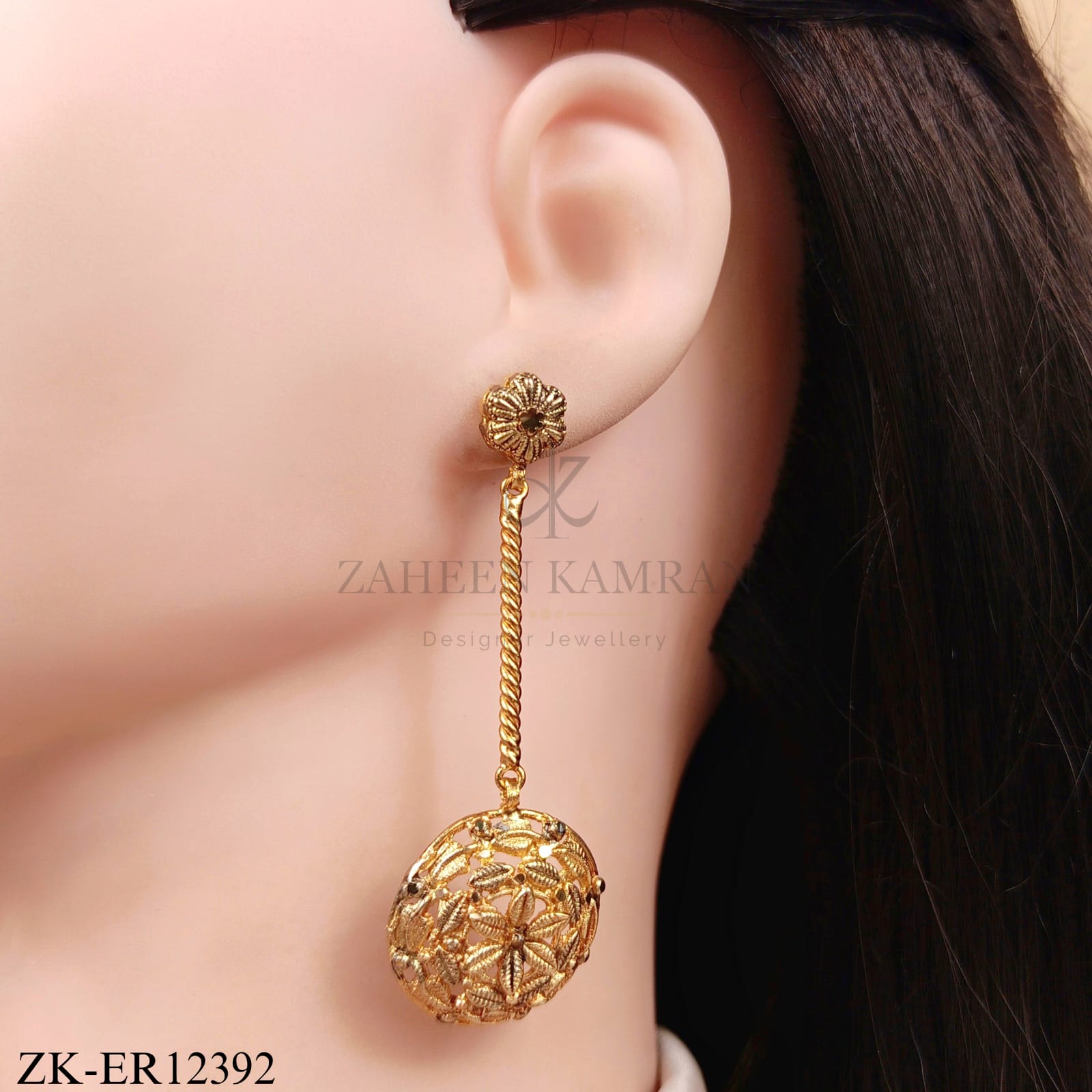 GOLDEN FILIGREE FLORAL DROP EARRINGS