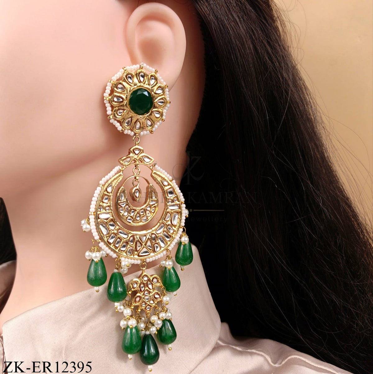 KUNDAN EMERALD EARRINGS