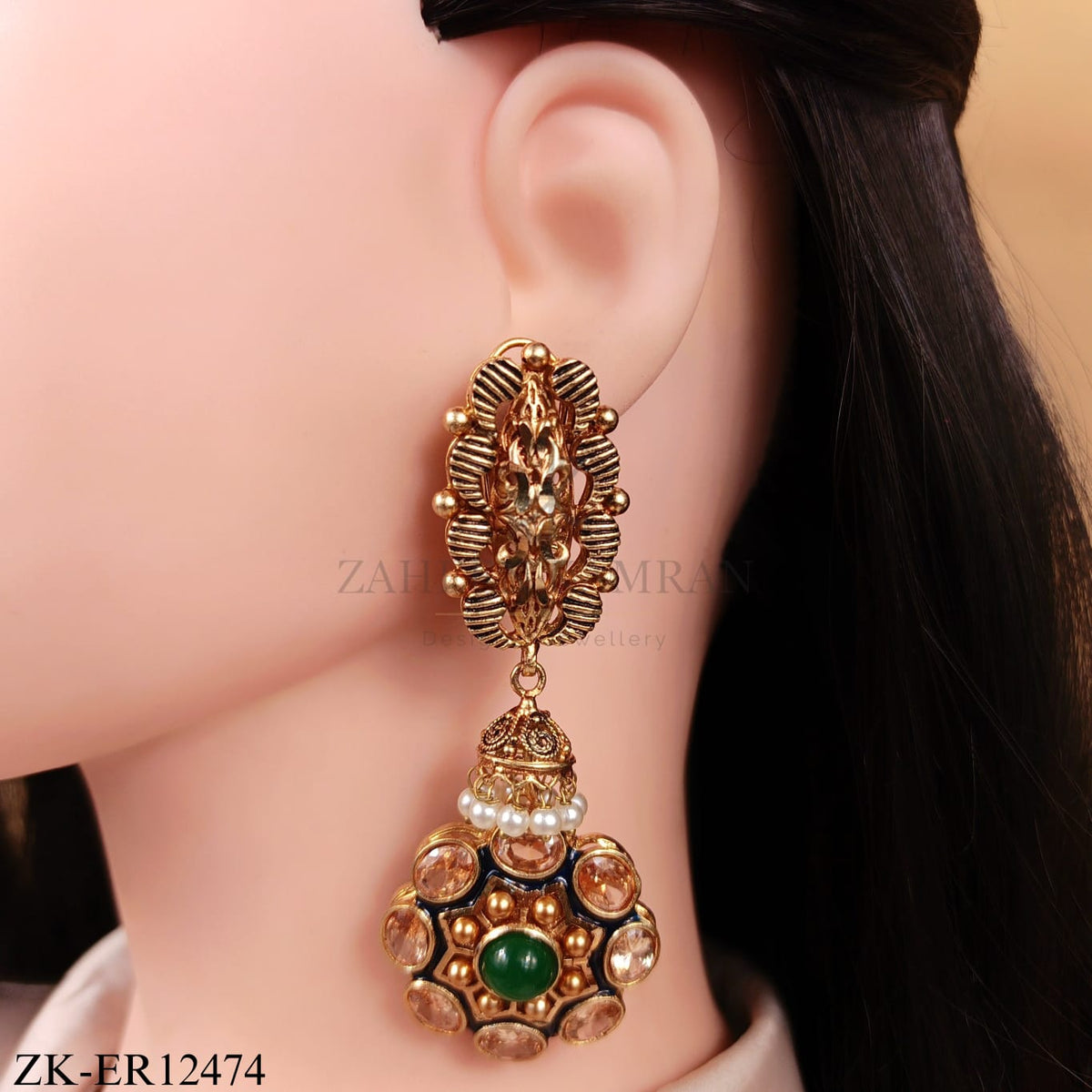ANTIQUE EMERALD BLOOM EARRINGS