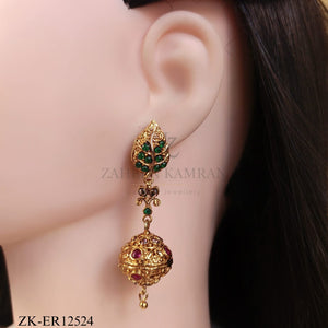 ANTIQUE RUBY BALL DROP EARRINGS