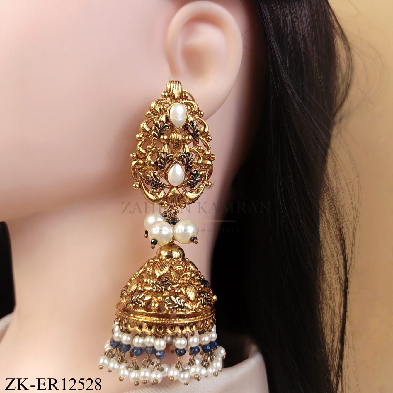 ANTIQUE CARVED FLORAL EARRINGS