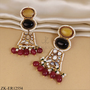 DUAL STONE SHEESH RUBY DROPS EARRINGS