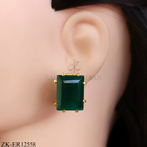 BOLD EMERALD CUT EARRINGS