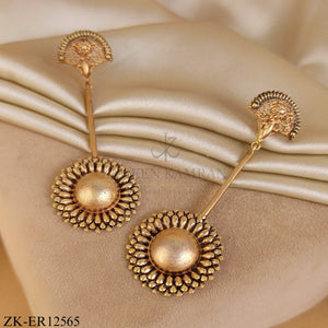 GOLD SUNBURST PENDANT LONG EARRINGS