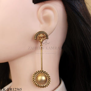 GOLD SUNBURST PENDANT LONG EARRINGS