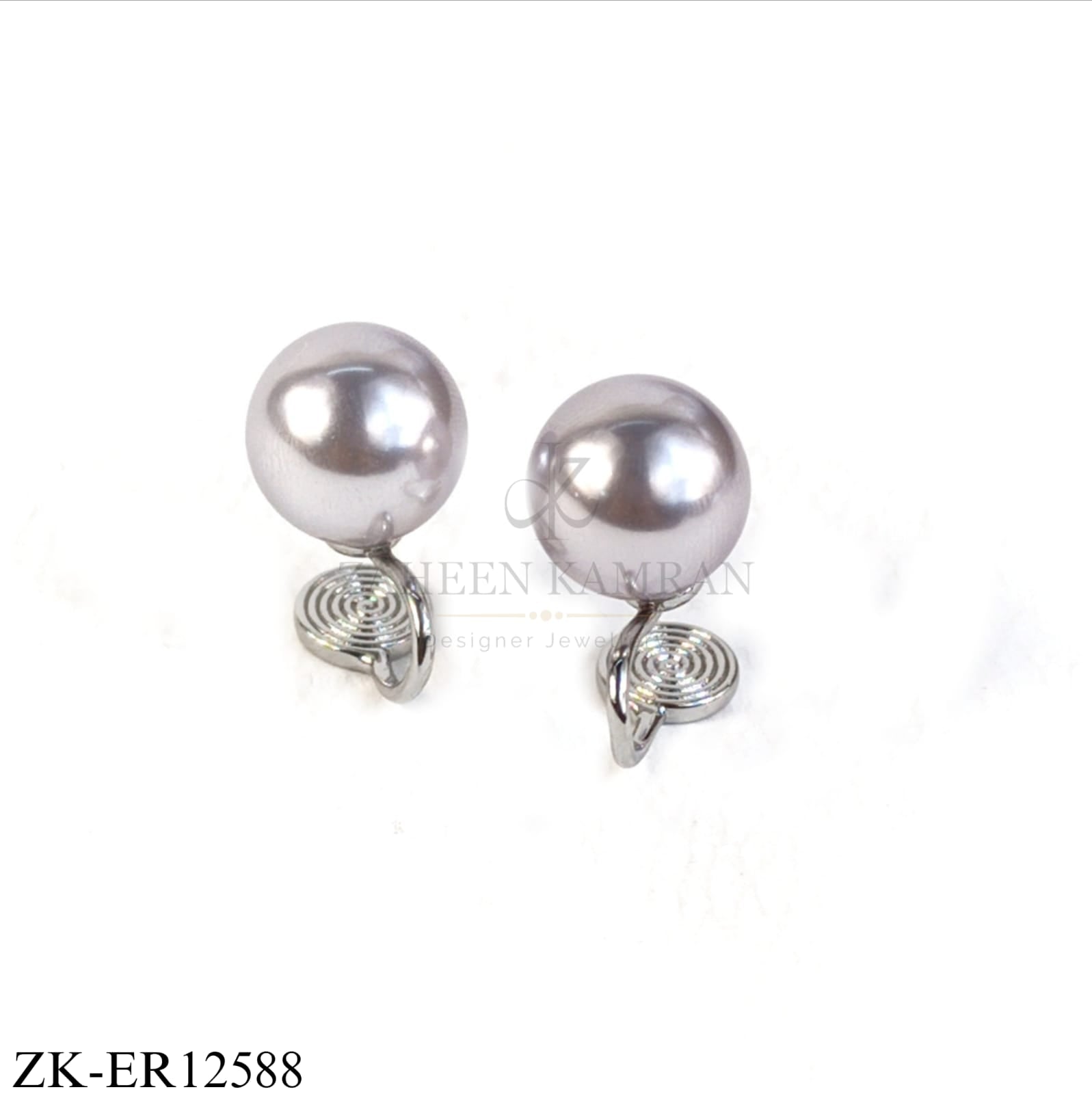 Grey Pearl Spiral Earrings