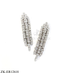TRIO LONG SILVER ZIRCONIAN EARRINGS
