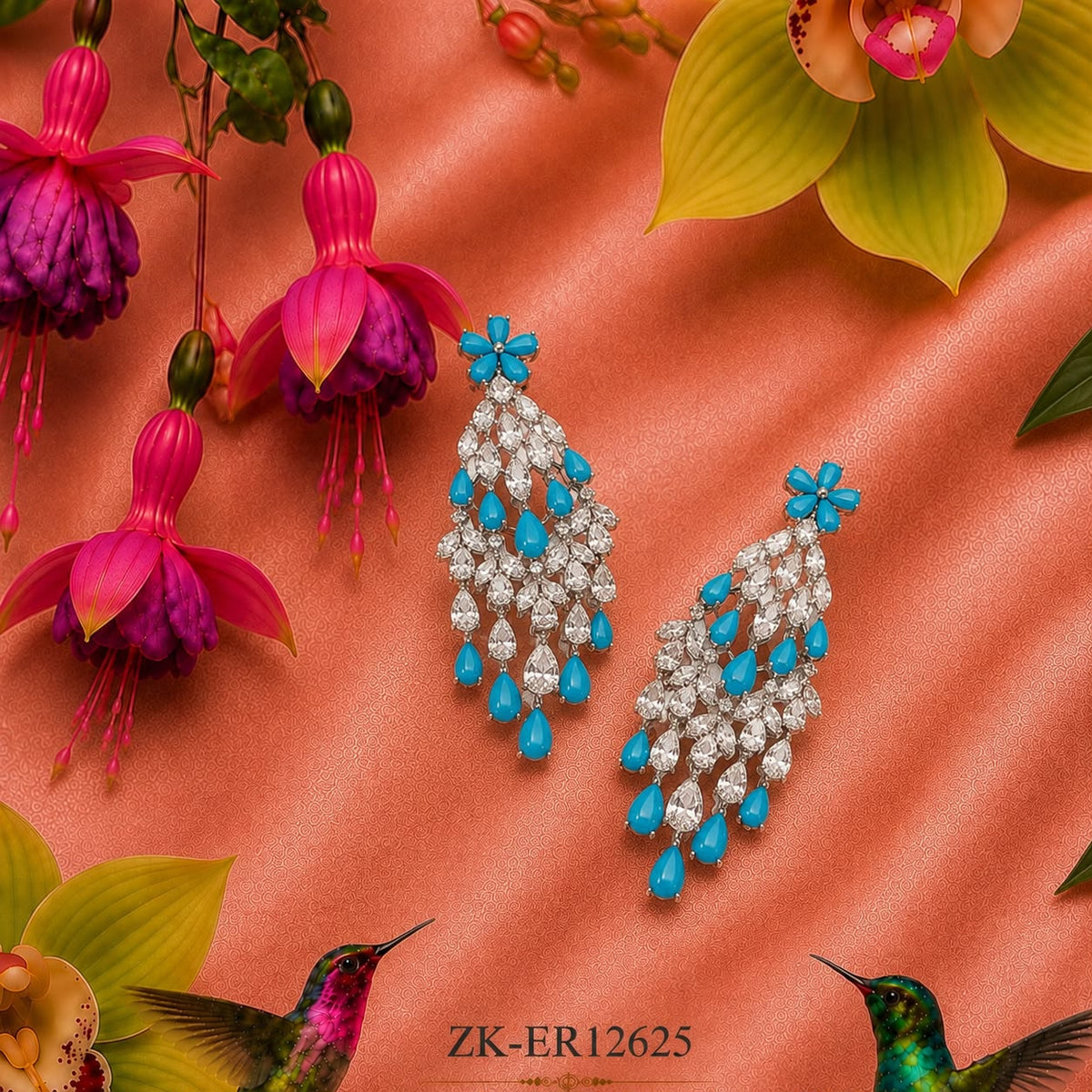 Turquoise Floral Earrings