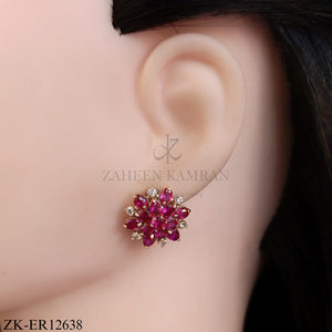 PINK ZIRCONIAN CLUSTER EARRINGS