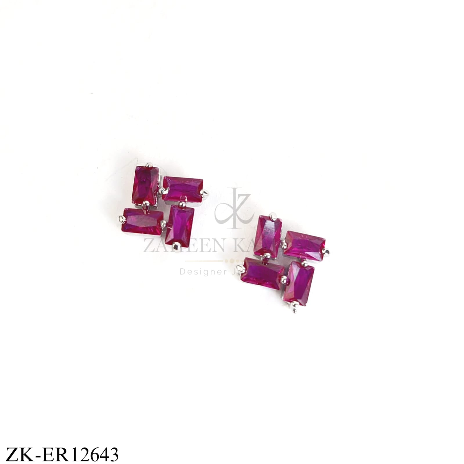 FOUR PINK ZIRCONIA EARRINGS