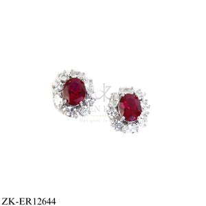 RUBY OVATE SILVER EARRINGS