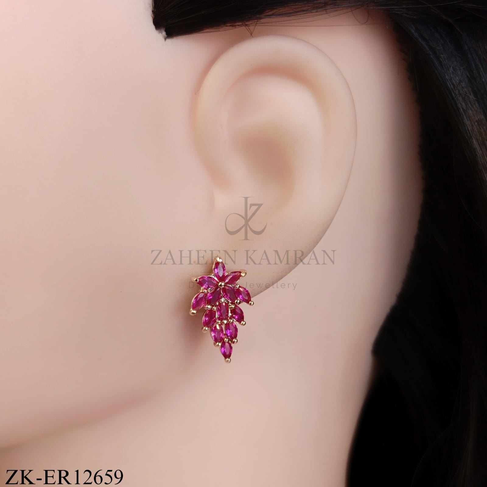 Pink Floral Cluster Earrings