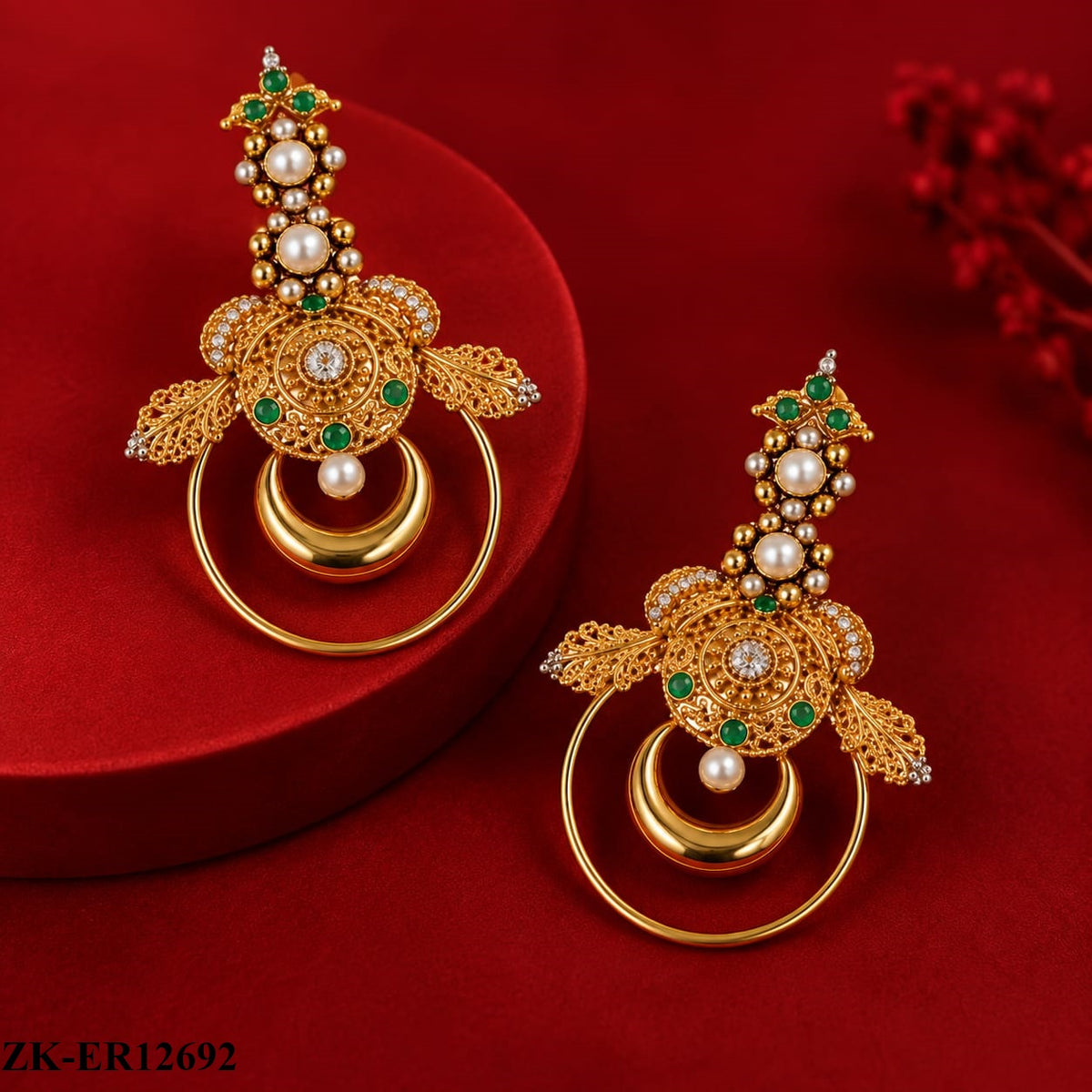 GOLDEN HOOP EMERALD EARRINGS