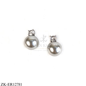 SILVER GREY PEARL DROP EARRINGS