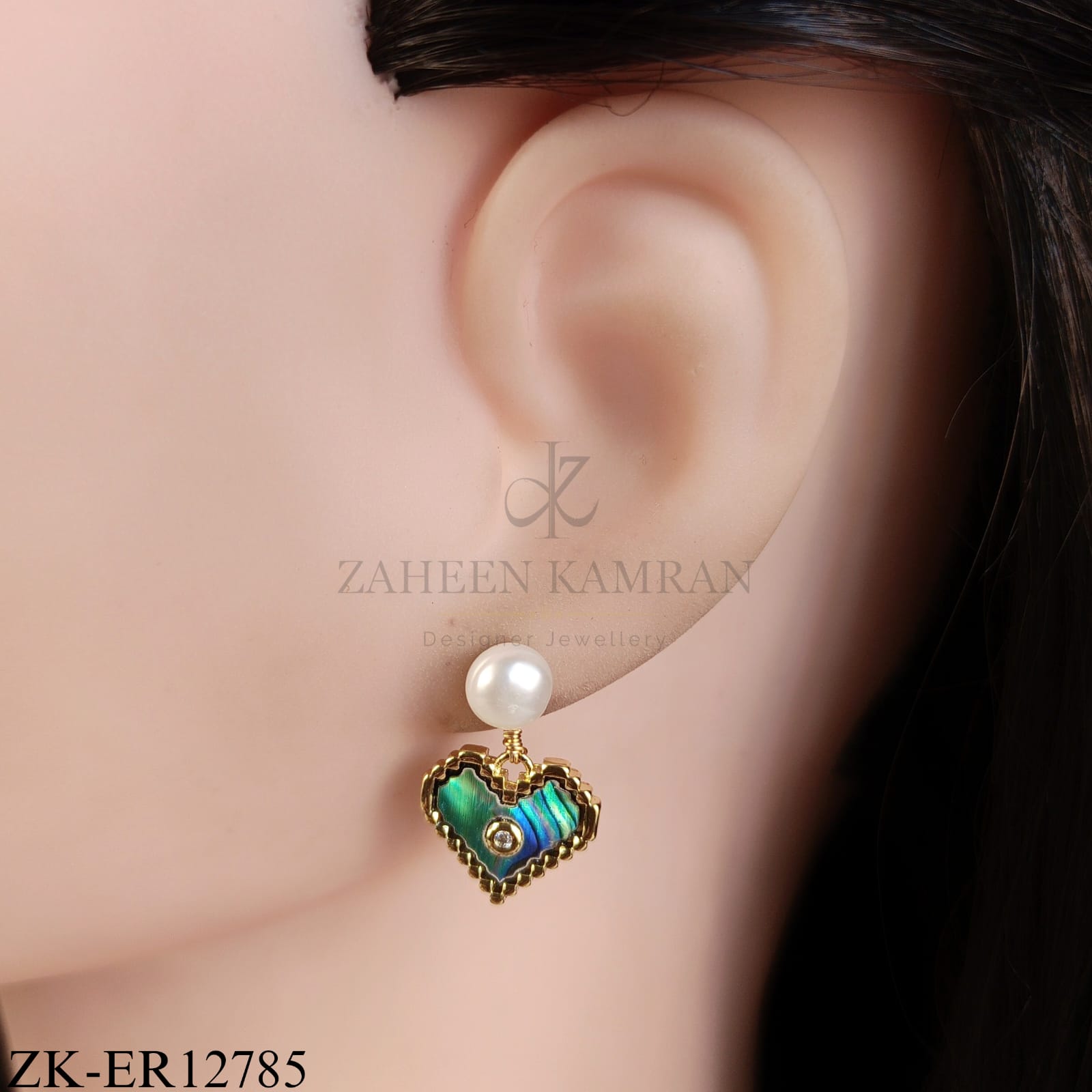 GOLDEN DUAL TONE HEART EARRINGS