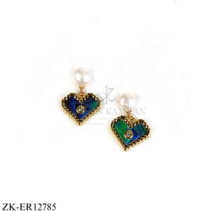 GOLDEN DUAL TONE HEART EARRINGS
