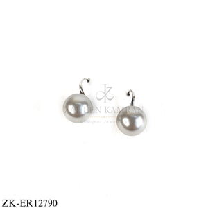 SILVER BIG PEARL EARRINGS