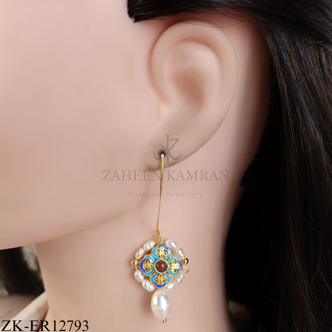 GOLD FLORAL PEARL DROP EARRINGS
