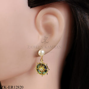 GOLDEN ROUND SHELL BASE EARRINGS