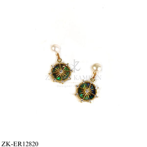 GOLDEN ROUND SHELL BASE EARRINGS