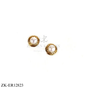 GOLD TONE PEARL CENTRE EARRINGS