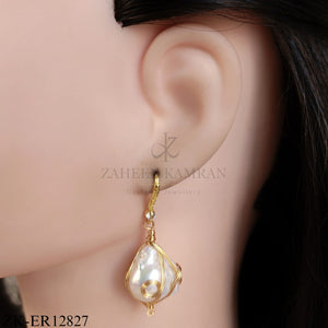 GOLD WIRE WRAP WITH PEARL EARRINGS