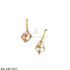 GOLD WIRE WRAP WITH PEARL EARRINGS