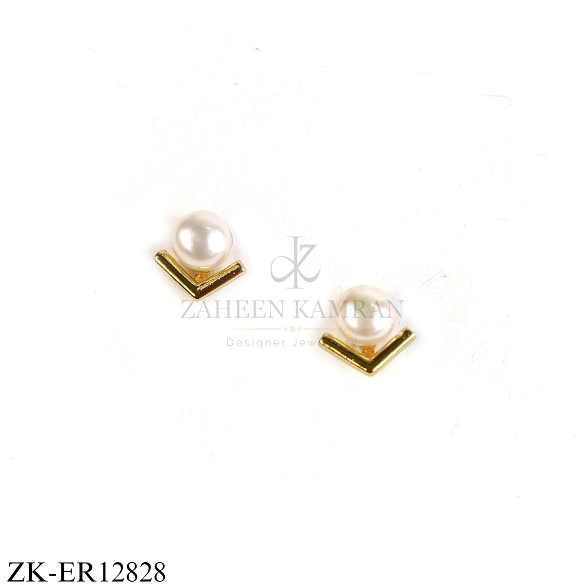 GOLD PEARL WITH V SHAPE BAR EARRINGS