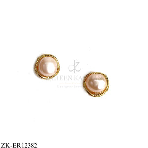 Gold stud earrings with pearl centre - Zaheen Kamran Zamaré Collection