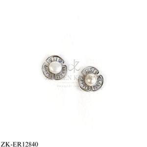 SILVER FLORAL PEARL CENTRE EARRINGS