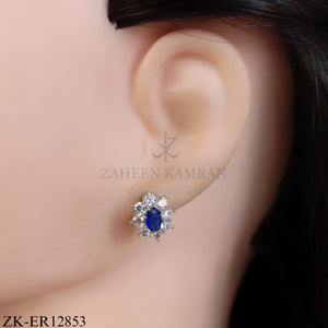 SILVER ZIRCONIAN SAPPHIRE EARRINGS