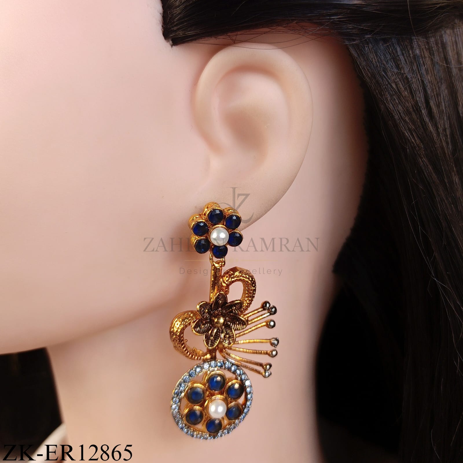 GOLDEN SAPPHIRE FLORAL TOP AND STUD EARRINGS