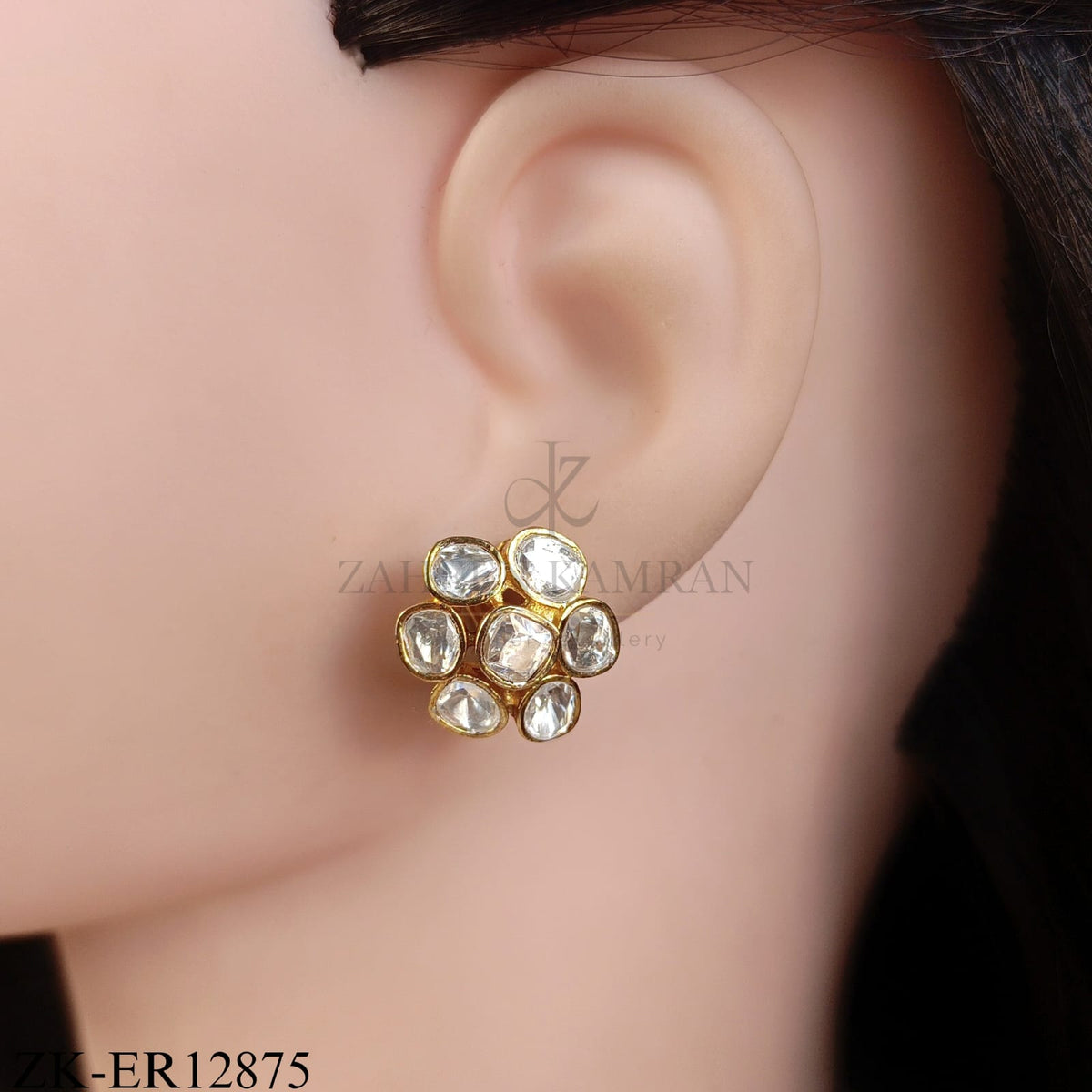 GOLDEN SHEESH FLORAL BUNCH EARRINGS