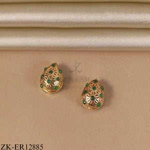 GOLDEN EMERALD TEARDROP EARRINGS