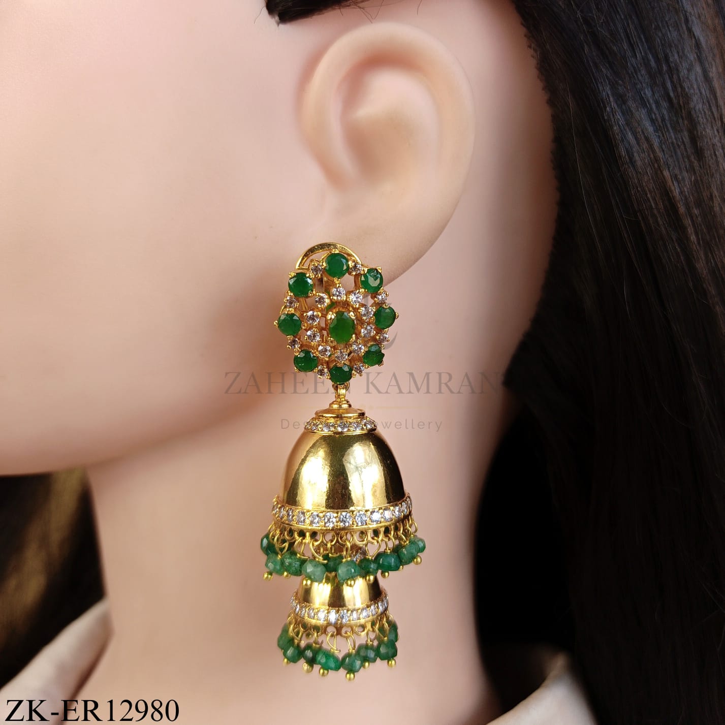 925 EMERALD BELLS EARRINGS
