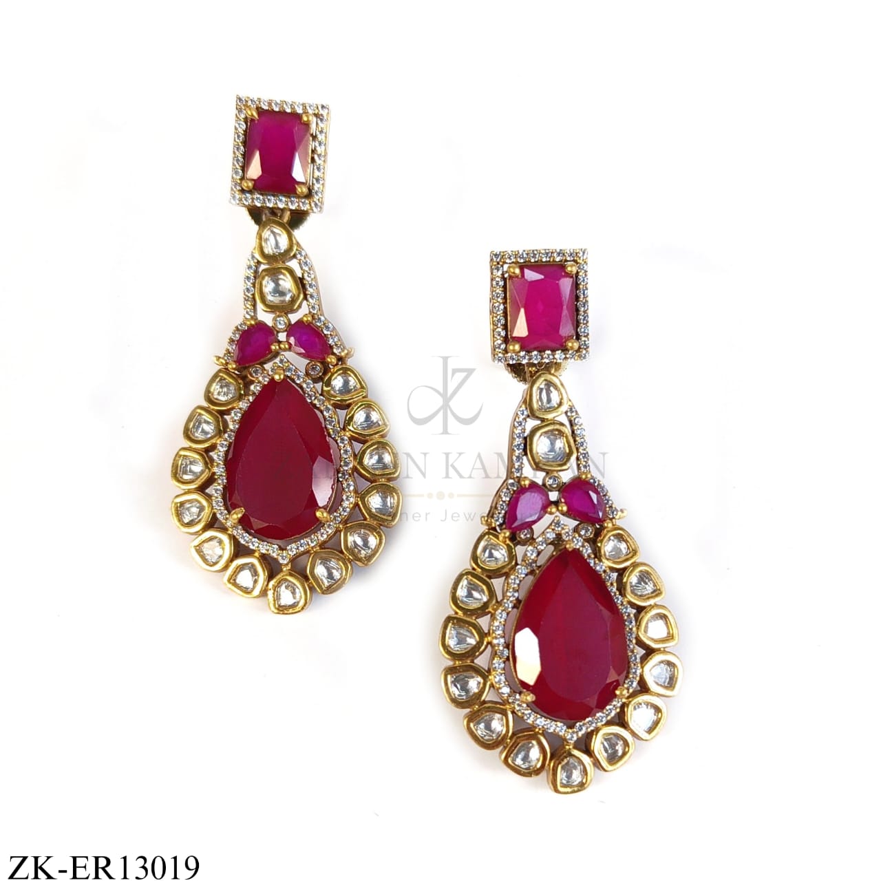 SOFT RUBY KUNDAN EARRINGS
