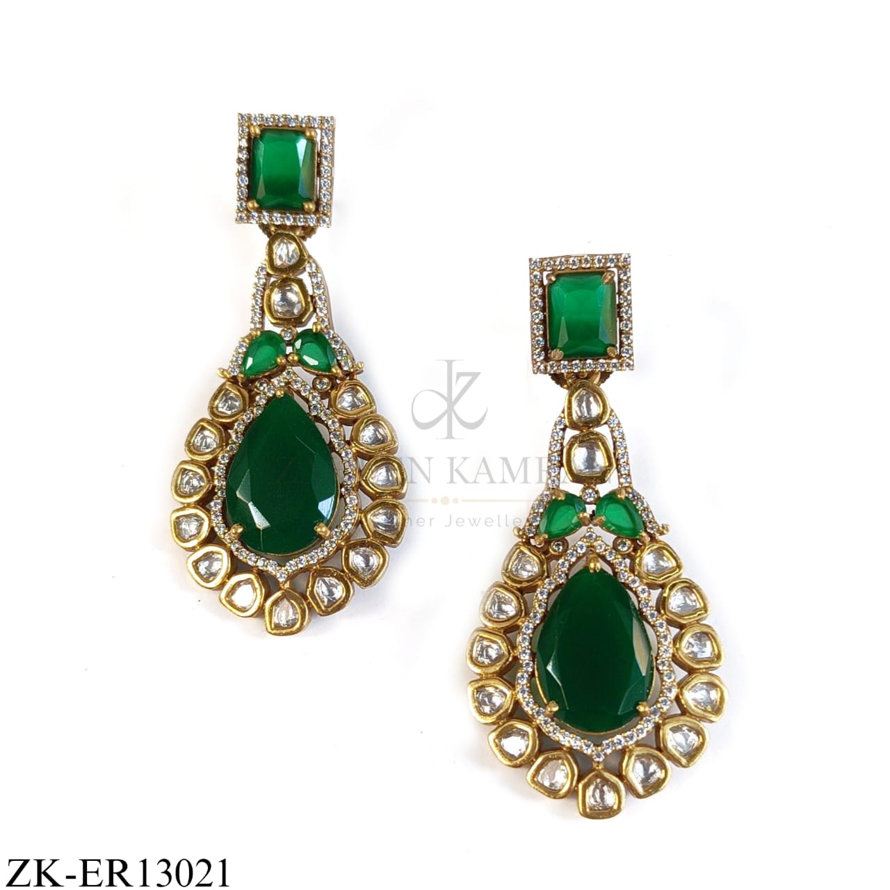 EMERALD KUNDAN EARRINGS