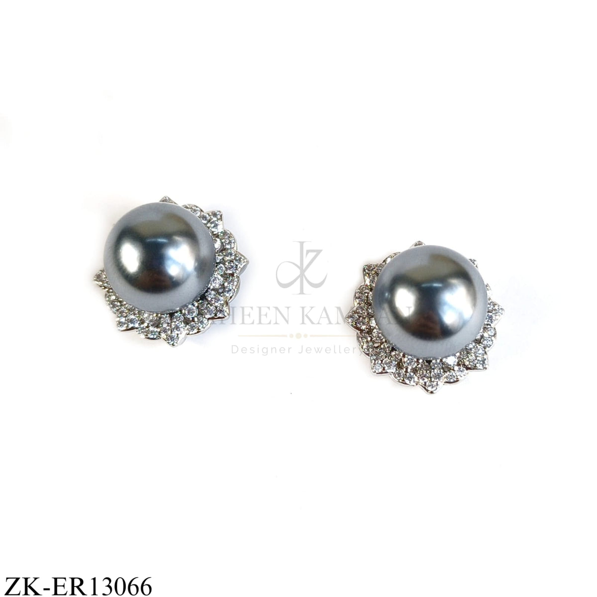 BIG GREY PEARL EARRINGS