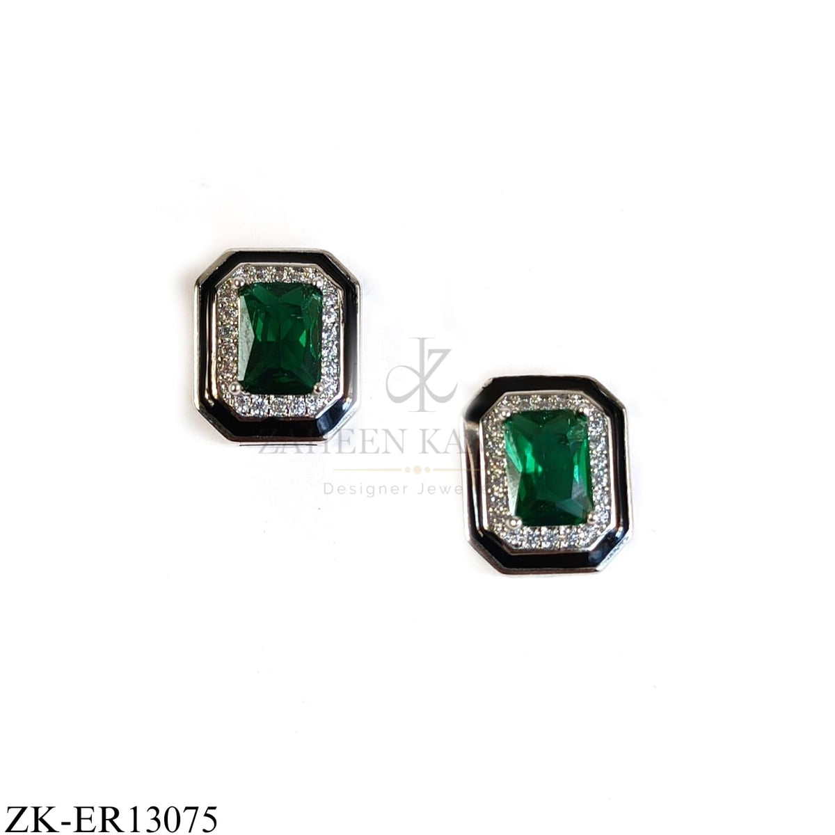 EMERALD BLACK TRIM EARRINGS