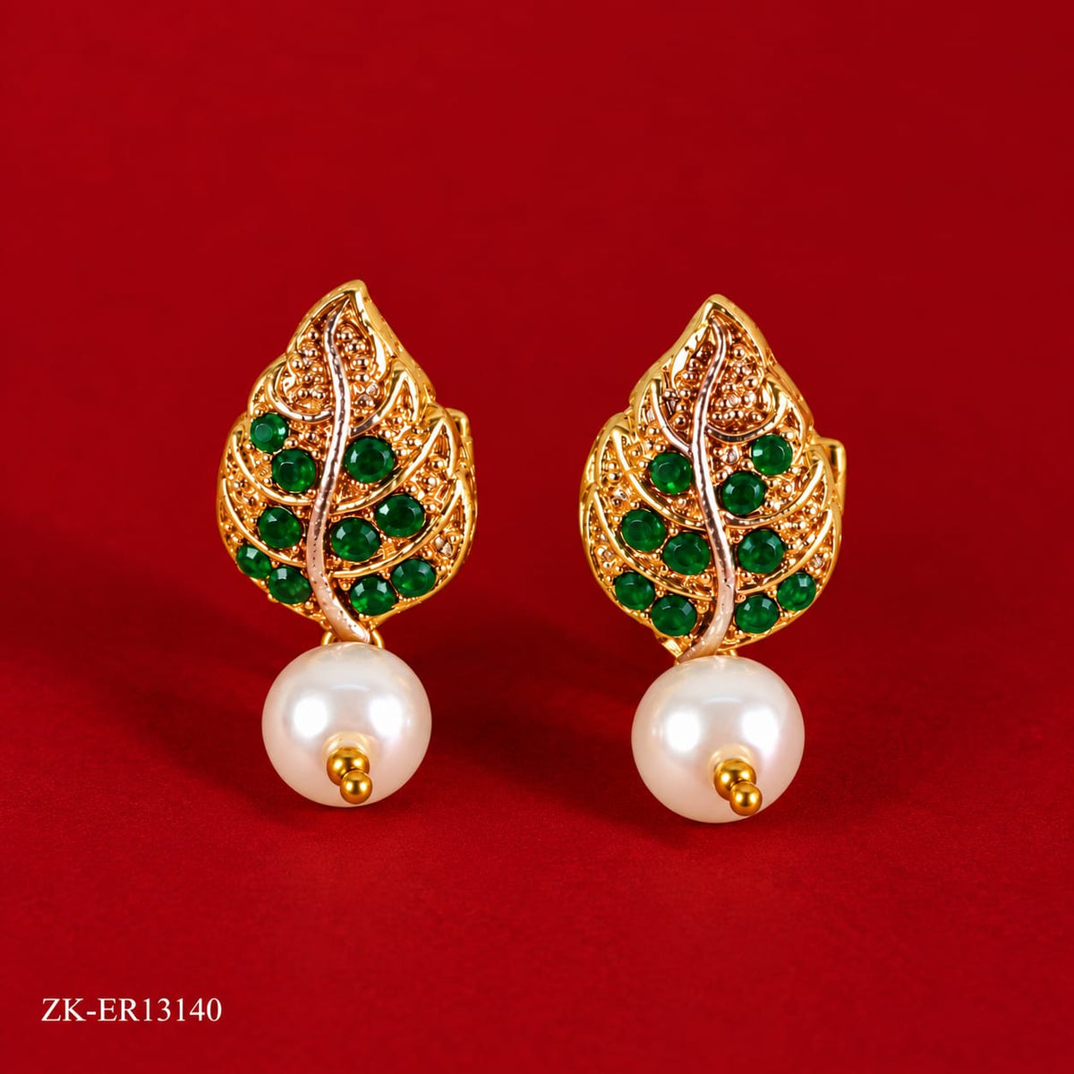 EMERALD LEAF EARRINGS