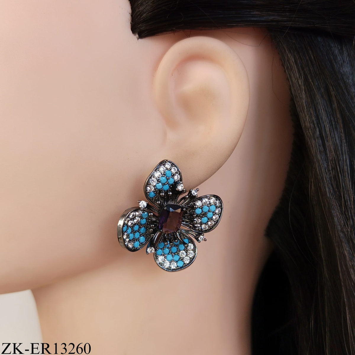 PURPLE HEART BUTTERFLY EARRINGS