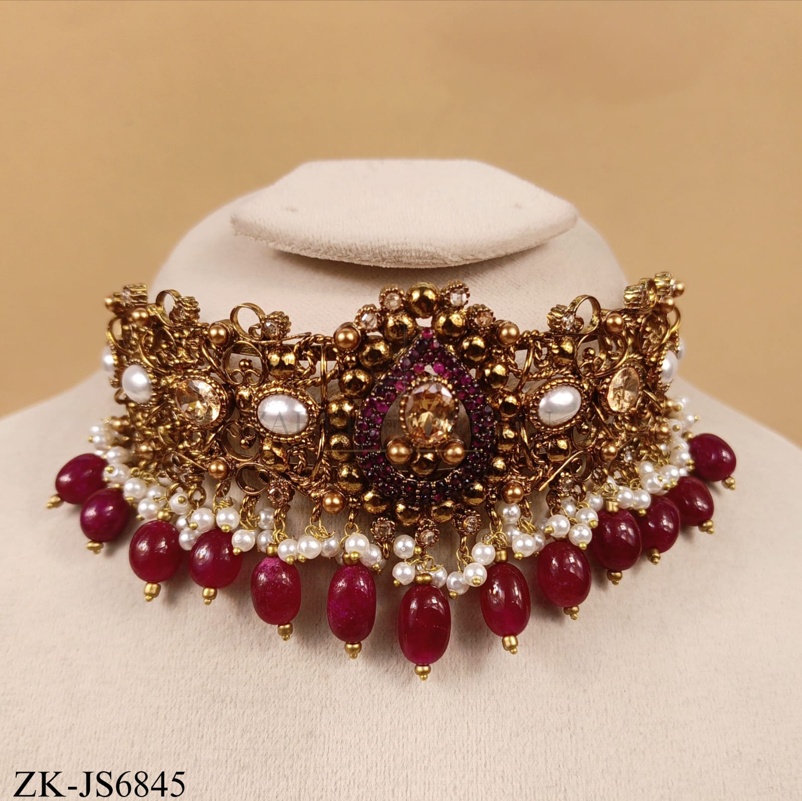 GOLD RUBY TEARDROP BRIDAL SET