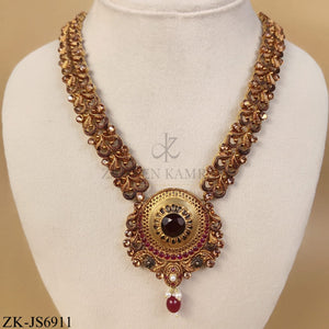 GOLD TONE MAROON FILIGREE BRIDAL SET