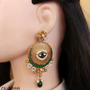 ROYAL GOLD TONE EMERALD PENDANT SET